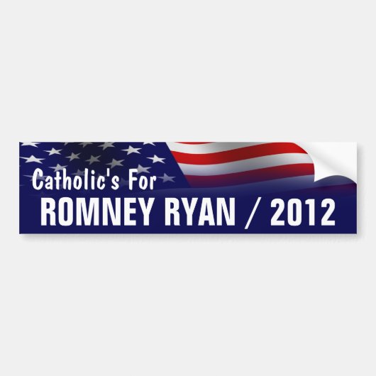 Romneyライアン2012年のためのカトリック教徒 バンパーステッカー (正面)