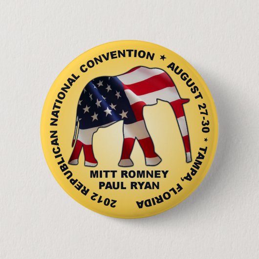 Romneyライアン2012年のGOPの大会 缶バッジ (正面)