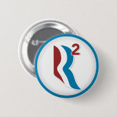 RomneyライアンRは円形ロゴを平方しました(白い) 缶バッジ (正面&裏面)
