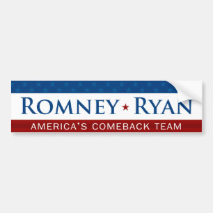 Romney及びライアンのカムバックのチームバンパーステッカー バンパーステッカー