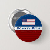 Romney及びライアンはアメリカで信じます 缶バッジ (正面&裏面)