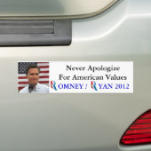 Romney/ライアン2012年はアメリカを決して謝りません バンパーステッカー (車上)