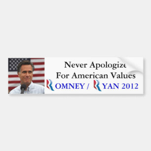 Romney/ライアン2012年はアメリカを決して謝りません バンパーステッカー