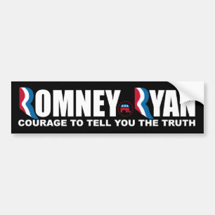 Romney -ライアン-勇気実を言うと。 バンパーステッカー