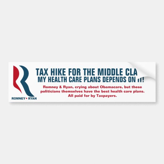 Romney -中流階級に課税すること バンパーステッカー (正面)
