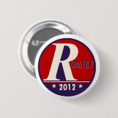 Romney 2012の大きいR 缶バッジ (正面&裏面)