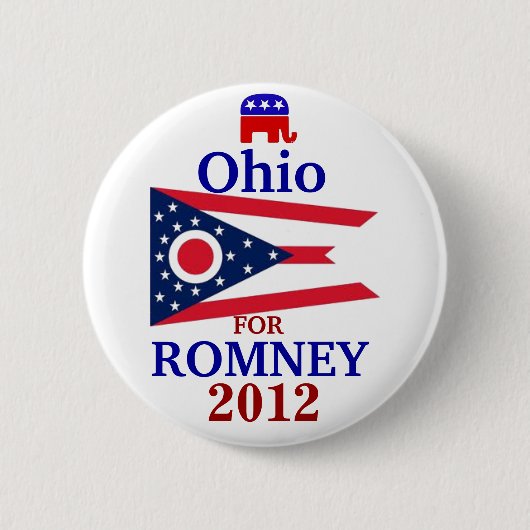 Romney 2012年のためのオハイオ州 缶バッジ (正面)