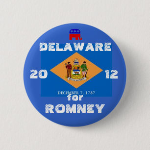 Romney 2012年のためのデラウェア州 缶バッジ