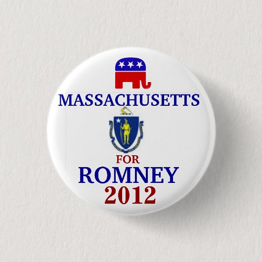 Romney 2012年のためのマサチューセッツ 缶バッジ (正面)