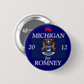 Romney 2012年のためのミシガン州 缶バッジ (正面&裏面)