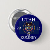 Romney 2012年のためのユタ 缶バッジ (正面&裏面)