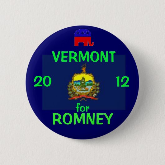 Romney 2012年のためのヴァーモント 缶バッジ (正面)