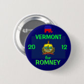 Romney 2012年のためのヴァーモント 缶バッジ (正面&裏面)