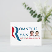 Romney / Ryan 2012米国社長兼VP ポストカード (スタンド正面)