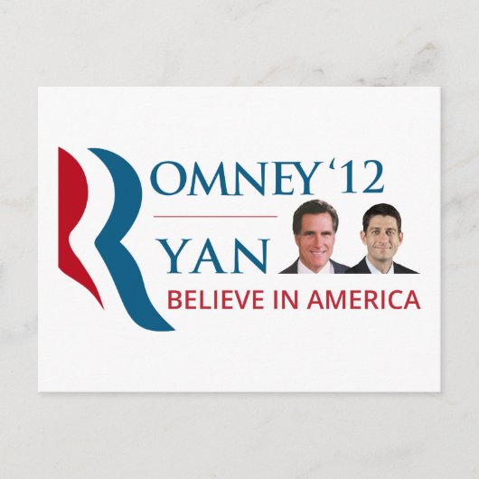 Romney / Ryan 2012米国社長兼VP ポストカード (正面)