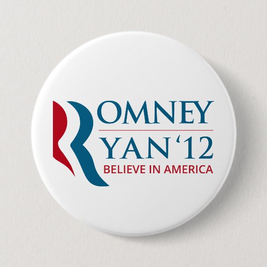 Romney / Ryan 2012米国社長兼VP 缶バッジ (正面)
