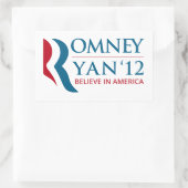 Romney / Ryan 2012米国社長兼VP 長方形シール (バッグ)
