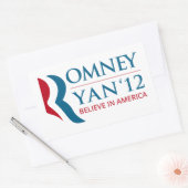 Romney / Ryan 2012米国社長兼VP 長方形シール (封筒)