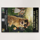 ROMPECABEZA DE GATO CANTANDO EN UNA FIESTA ジグソーパズル (横)