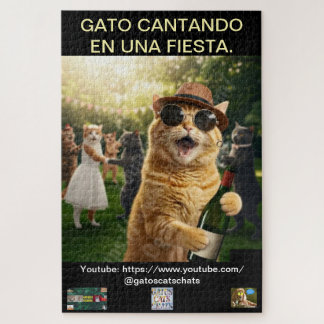 ROMPECABEZA DE GATO CANTANDO EN UNA FIESTA ジグソーパズル