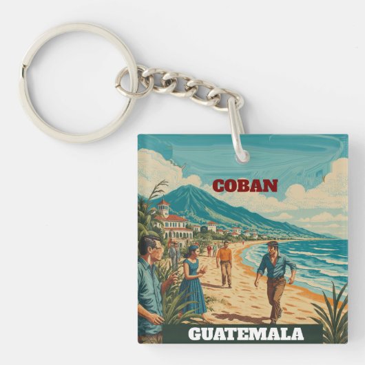 Rompecabezas  GUATEMALA COBAN Retro poster キーホルダー (正面)