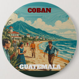Rompecabezas  GUATEMALA COBAN Retro poster 缶バッジ