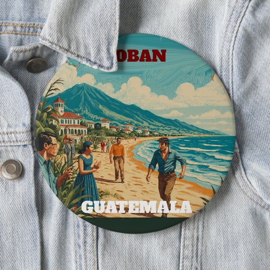 Rompecabezas  GUATEMALA COBAN Retro poster 缶バッジ (インサイチュ)