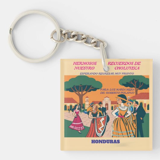 Rompecabezas  Honduras CHOLUTECA Retro poster キーホルダー (正面)
