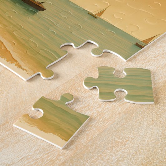 Rompecabezas Honduras Playa Omoa Retro poster ジグソーパズル (側面)