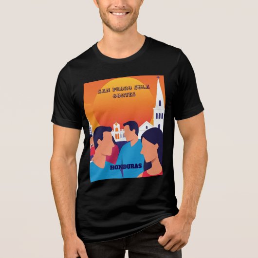Rompecabezas Honduras San Pedro Sula Retro poster トライブレンドTシャツ (正面)