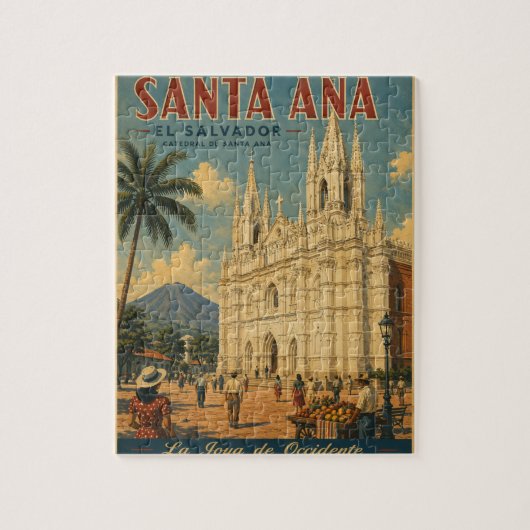 Rompecabezas  Santa Ana, El Salvador  Retro poster ジグソーパズル (縦)