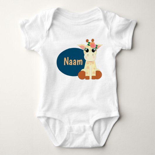 Romper met naam en  Giraffe van Stylimalzz ベビーボディスーツ (正面)