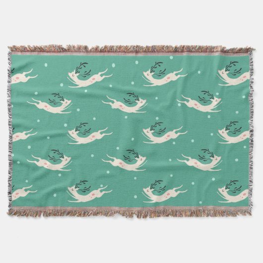 Rompinのトナカイパターン毛布 スローブランケット (正面)