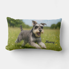 Romping Schnauzer Personalized ランバークッション