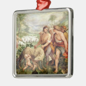 Romulusは彼女オオカミによって授乳しました メタルオーナメント (左)