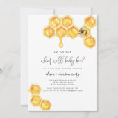 ROMY 素朴 Bee Honey Comb Genderパーティー 招待状 (正面)