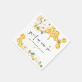 ROMY Sweet As Can Bee Whiteフローラ赤ちゃんシャワー スタンダードカクテルナプキン (角)