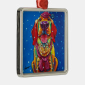 Ronの焼跡による雪のFurriesの休日のオーナメント メタルオーナメント (右)