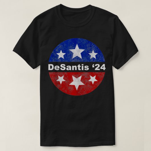 RON DESANTIS 2024 Tee DeSantisボタン Tシャツ (デザイン正面)