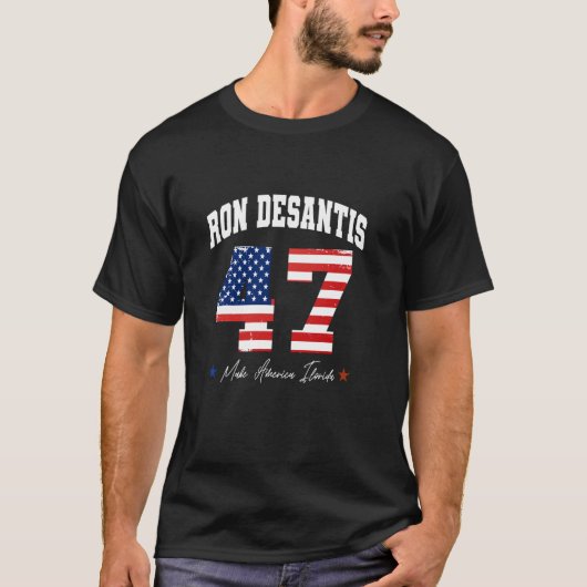 Ron DeSantis 47社長Make America Florida USA Tシャツ (正面)
