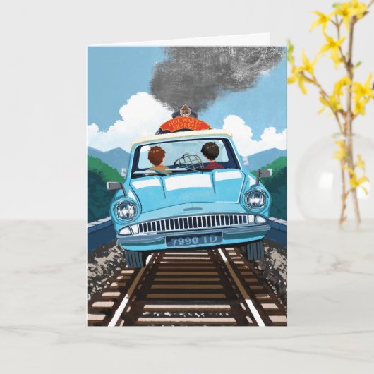 Ron & HARRY POTTER™車でHOGWARTS飛んでいるへ™ カード (黄色い花)