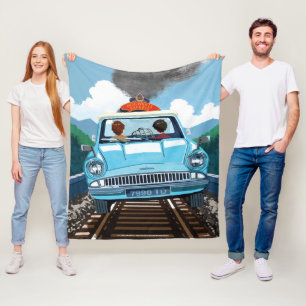 Ron & HARRY POTTER™車でHOGWARTS飛んでいるへ™ フリースブランケット