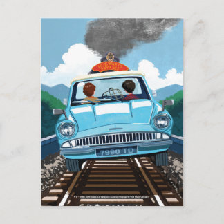 Ron & HARRY POTTER™車でHOGWARTS飛んでいるへ™ ポストカード