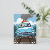 Ron & HARRY POTTER™車でHOGWARTS飛んでいるへ™ ポストカード (スタンド正面)