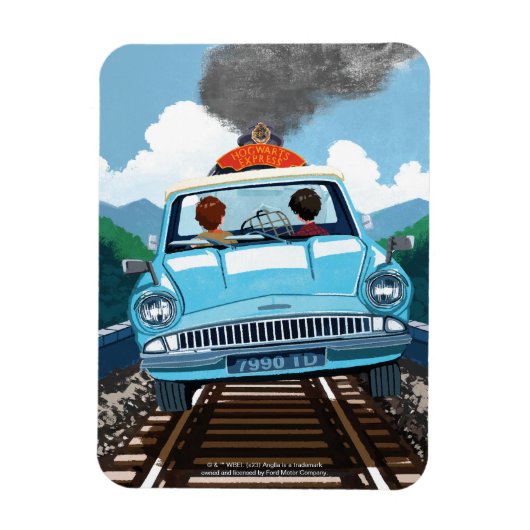 Ron & HARRY POTTER™車でHOGWARTS飛んでいるへ™ マグネット (縦)