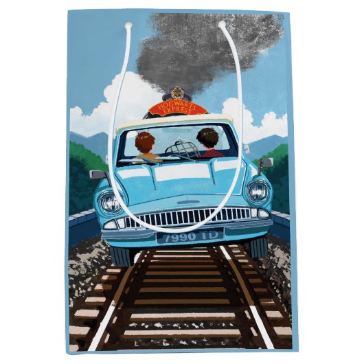 Ron & HARRY POTTER™車でHOGWARTS飛んでいるへ™ ミディアムペーパーバッグ (正面)