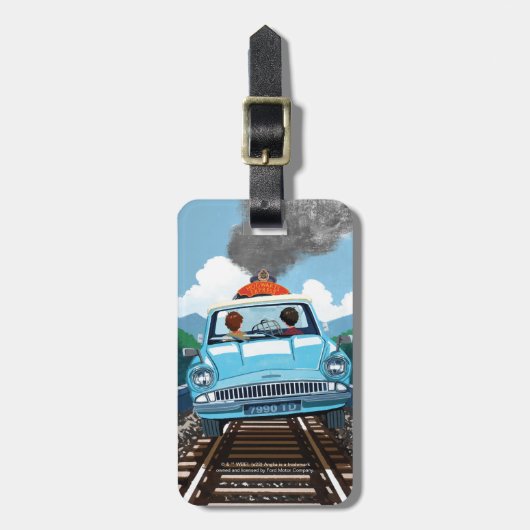 Ron & HARRY POTTER™車でHOGWARTS飛んでいるへ™ ラゲッジタグ (正面縦)