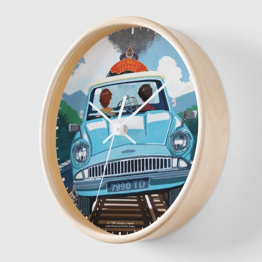 Ron & HARRY POTTER™車でHOGWARTS飛んでいるへ™ 壁時計 (傾斜)