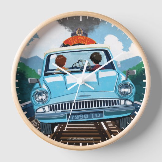 Ron & HARRY POTTER™車でHOGWARTS飛んでいるへ™ 壁時計 (正面)