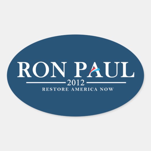 Ron Paul 2012 – アメリカを今すぐ復元 楕円形シール (正面)